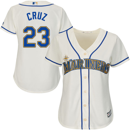 Mariners #23 Nelson Cruz Cream Alternate Women's Stitched MLB Jersey